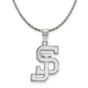 Sterling Silver San Jose State Large Pendant Necklace - 26 Inch